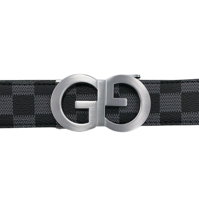 Grey Printed Belt Genuine Leather G sliver Buckle