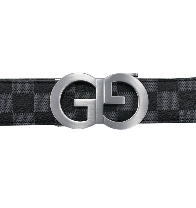 Grey Printed Belt Genuine Leather G sliver Buckle