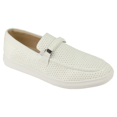 White Men's Loafer Slip-On Casual Suede Material Shoes