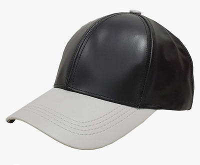 Emstate Black and Grey Men's Genuine Cowhind Leather Adjustable Baseball Cap