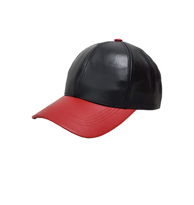 Emstate Black and Red Men's Genuine Cowhind Leather Adjustable Baseball Cap