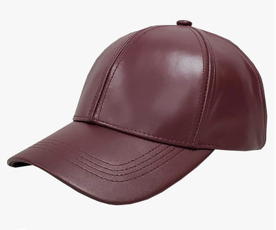 Emstate Burgundy Men's Leather Caps 100% Genuine Leather Baseball