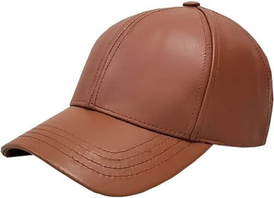 Cognac Men's Genuine Cowhind Leather Adjustable Baseball Cap