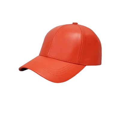 Emstate Orange Men's Genuine Cowhind Leather Adjustable Baseball Cap