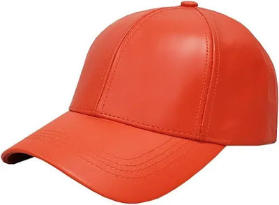 Emstate Orange Men's Genuine Cowhind Leather Adjustable Baseball Cap