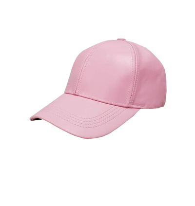 Pink Men's Genuine Leather Adjustable Baseball Cap