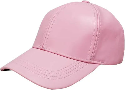Pink Men's Genuine Leather Adjustable Baseball Cap