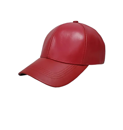 Emstate Red Men's Genuine Cowhind Leather Adjustable Baseball Cap