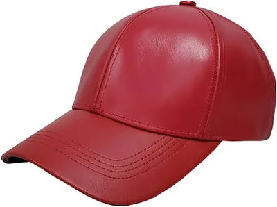 Emstate Red Men's Genuine Cowhind Leather Adjustable Baseball Cap