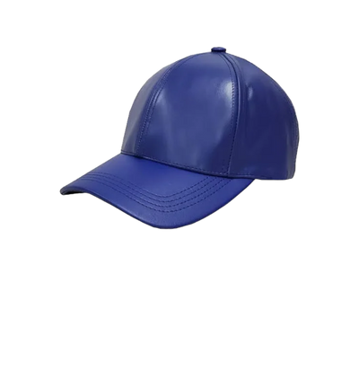 Royal Blue Men's Genuine Leather Adjustable Baseball Cap