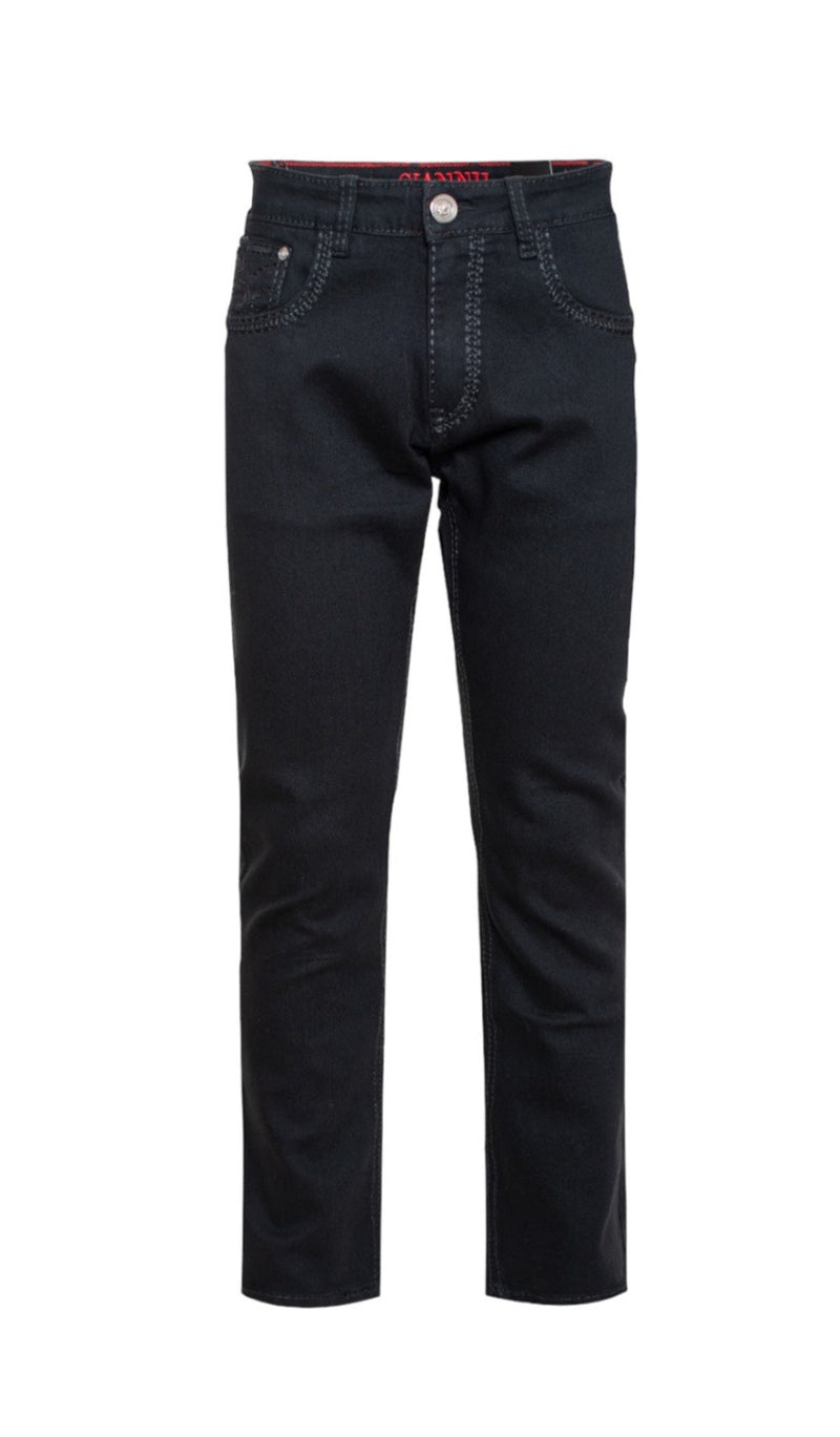 Black Men Slim-Fit Jeans Flap Pockets and Stitches