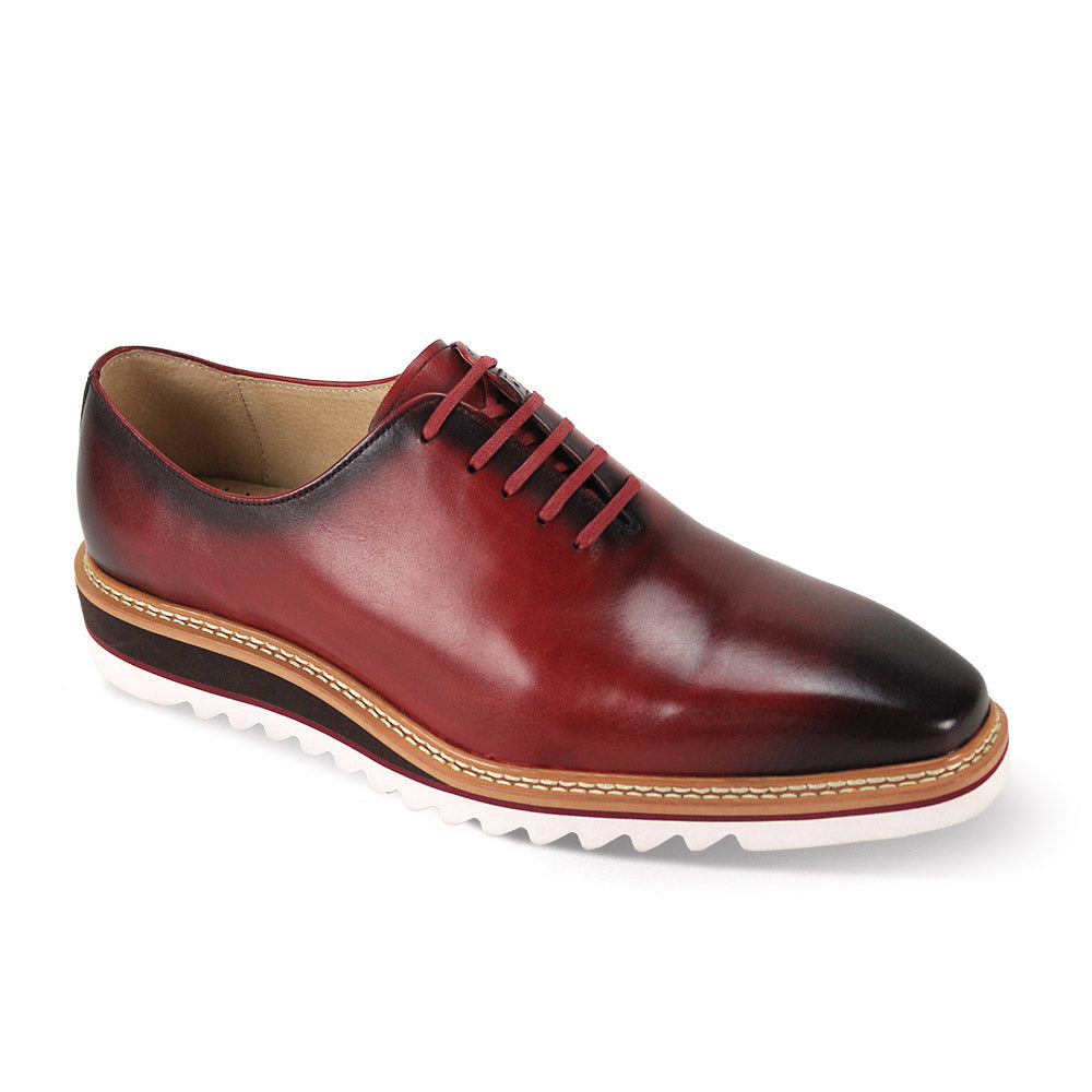 Giovanni Burgundy Men's Oxford Lace-up Leather Shoes Rubber Sole 7.5 / Burgundy