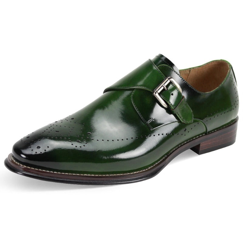 Giovanni Olive Green men's shoes monkstrap calfskin leather dress fash –  DESIGN MENSWEAR