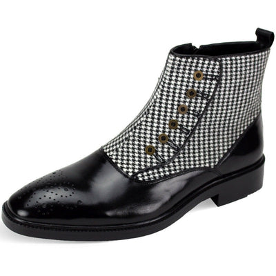 Giovanni black and white men's slip on boot dress casual design leather