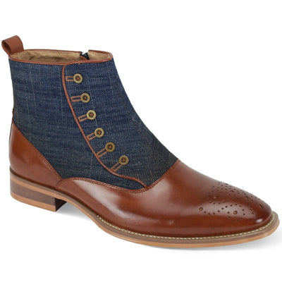 Giovanni men's boot cognac and jeans material slip on dress casual design boot