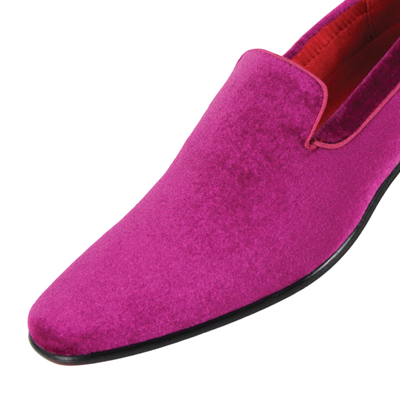 Fuchsia Velvet Shoe Men's Slip-On Luxury Tuxedo Loafers
