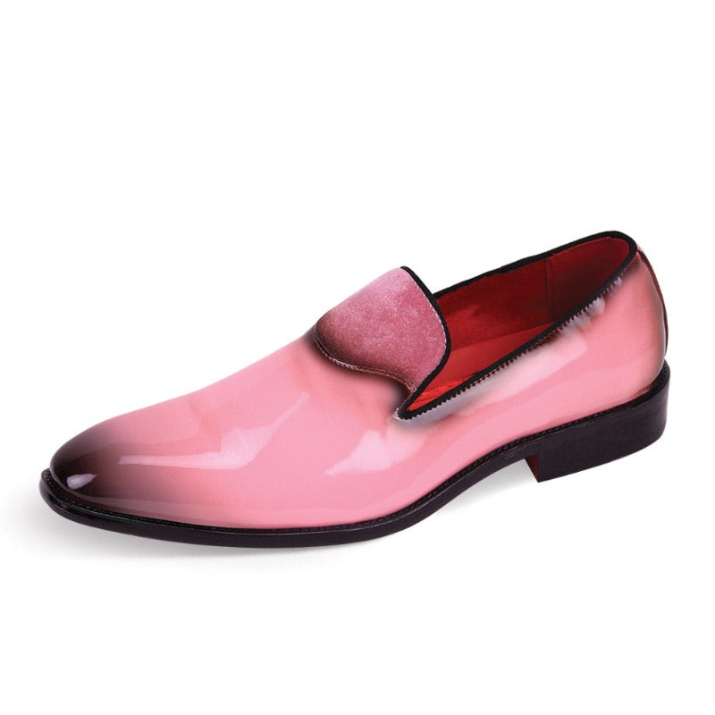 pink dress shoes for men Pink Men's patent leather Loafers tuxedo shoe with velvet Design – DESIGN MENSWEAR