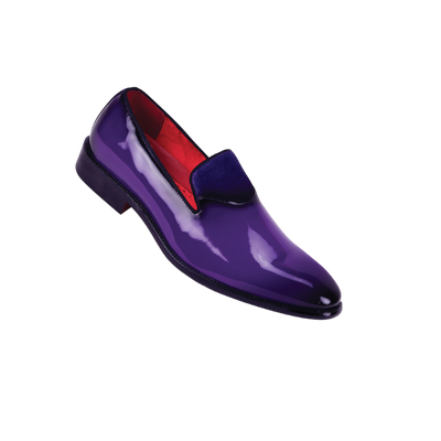 Globe footwear Purple Men's patent leather tuxedo shoe with velvet
