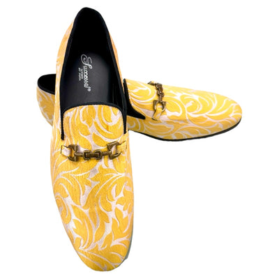 Gold Men's Paisley Slip-On Loafer Shoes Luxury Fashion Design SH-3620