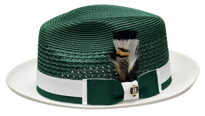 Green and White Bruno Capelo Men's Straw hat Belvedere Fashion Design