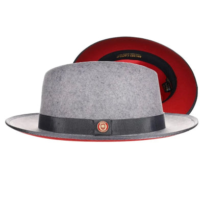 Bruno Capelo Grey Red Bottom Men's Dress and Casual Hats