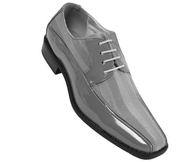 Grey Patent Leather Viotti Men's Shoes Classic Formal Wear Style No-179