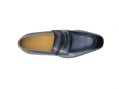 Grey Slip-On Men's Shoes Chic Patina Burnished Penny Loafer Style-KS518-03