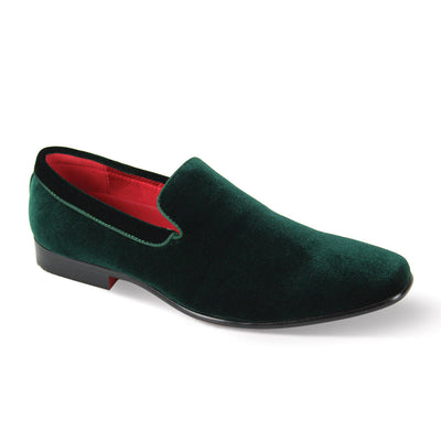 Hunter Green Men's Velvet Slip-On Loafer Shoes Luxury Design Style No: 7011