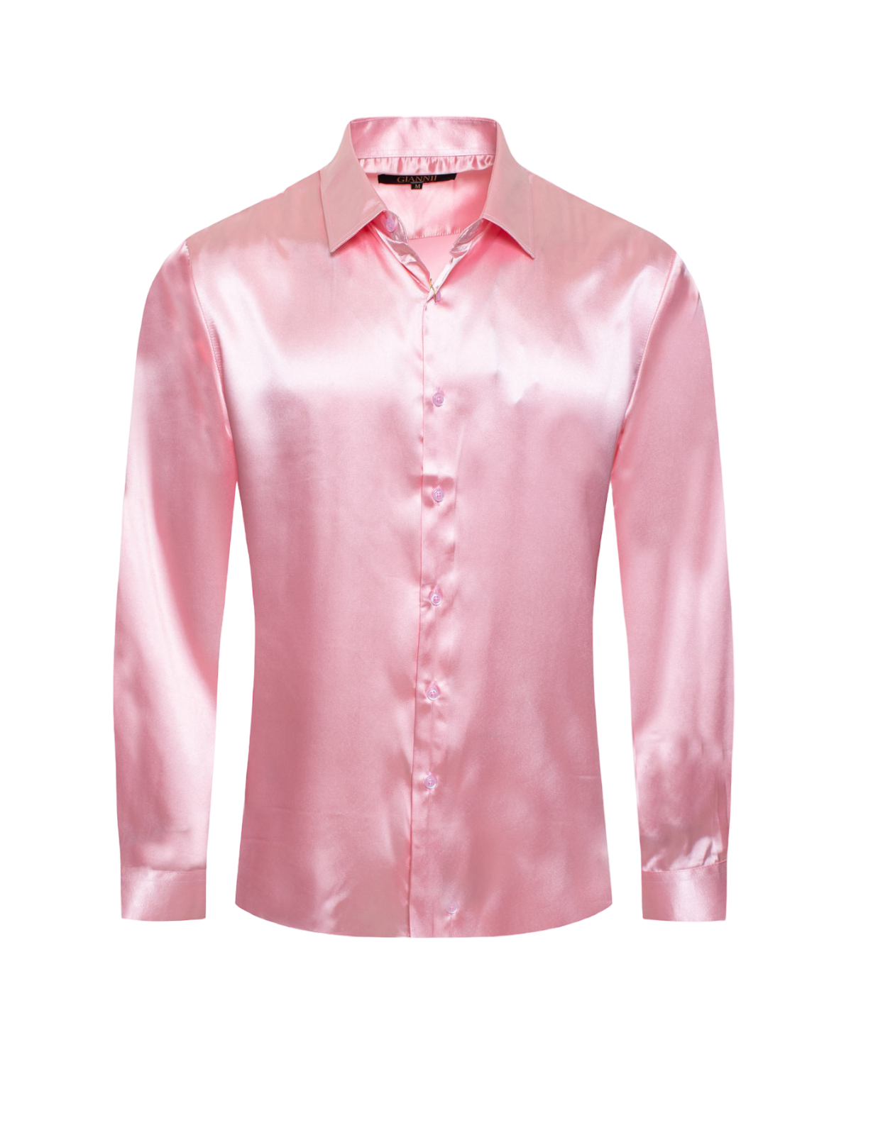 Pink Men's Shiny Satin Silk Dress Shirt Long Sleeve Casual Slim Fit –  Design Menswear
