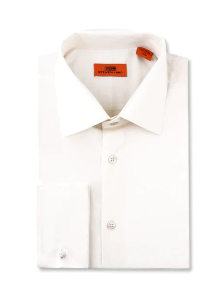 slim fit dress slacks Cream Steven Land Men's French Cuff Dress Shirt Regular-Fit 100% Cotto –  DESIGN MENSWEAR