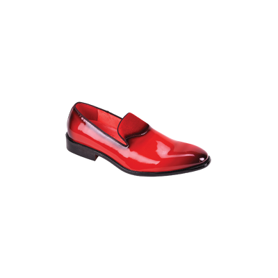 Red Men's patent leather Fashion design tuxedo shoe with velvet