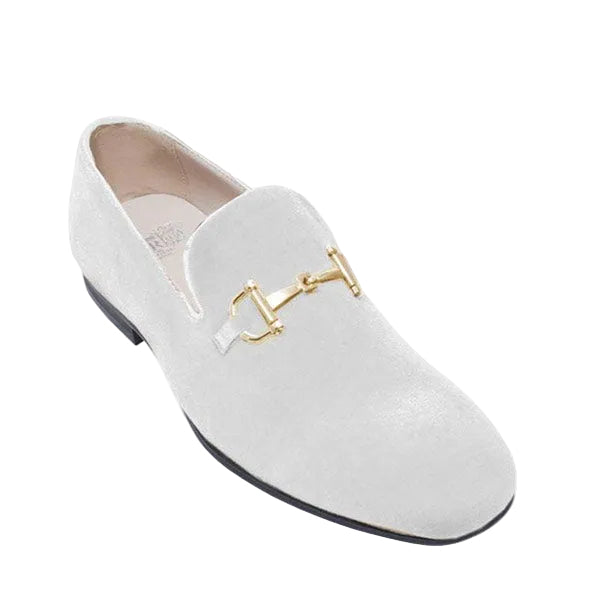 white gold dress shoes Velvet Men's Loafer Slip-On with Buckle Made By Royal Shoes, 8 / White Strapless Periwinkle Chiffon Bridesmaid * Shoes can be 25-4FW-D1 Color:Story So Far