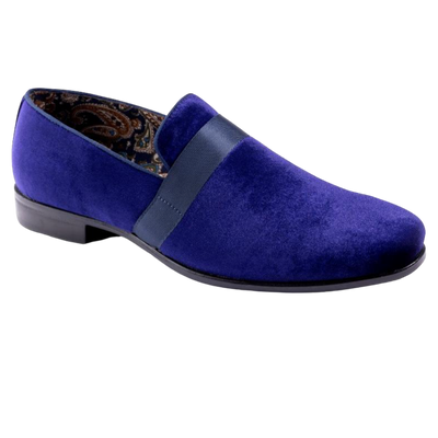 Purple Velvet Men's Shoe Slip-on with a satin ribbon Loafer
