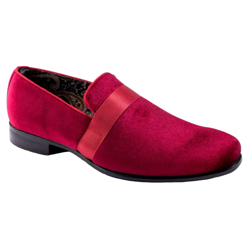Burgundy Velvet Men's Shoe Slip-on with a satin ribbon Loafer DESIGN MENSWEAR Burgundy Velvet Men's Shoe Slip-on with a satin ribbon Loafer DESIGN MENSWEAR