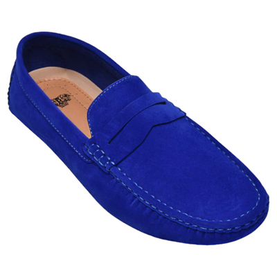 Blue royal shoes suede leather men's summer loafer