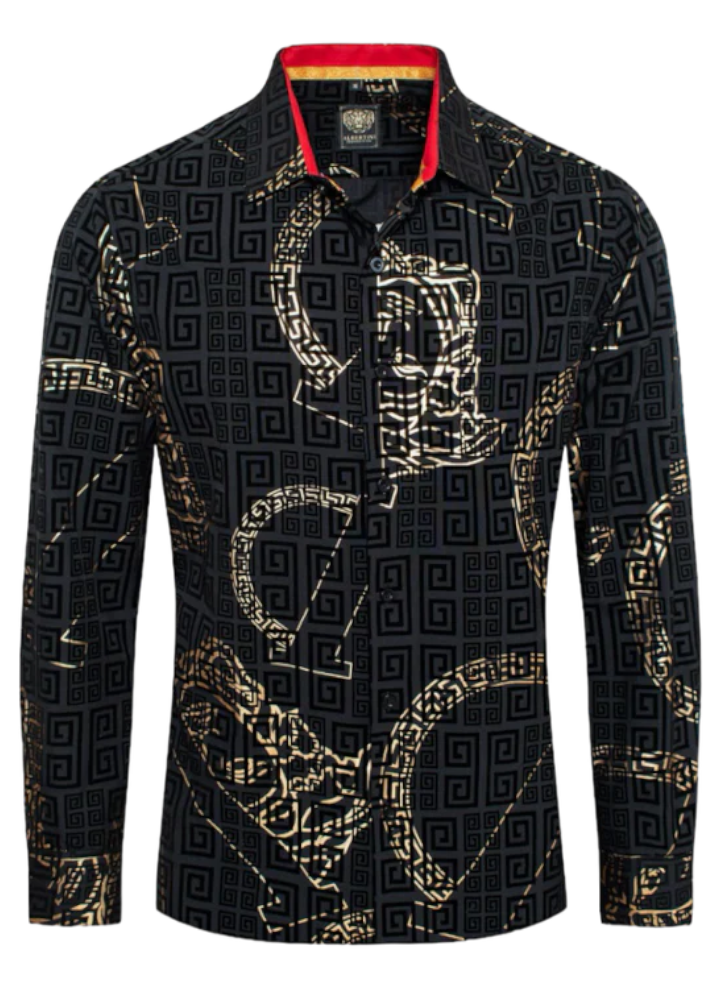 black and gold dress shirt men Black/Gold Shirt S