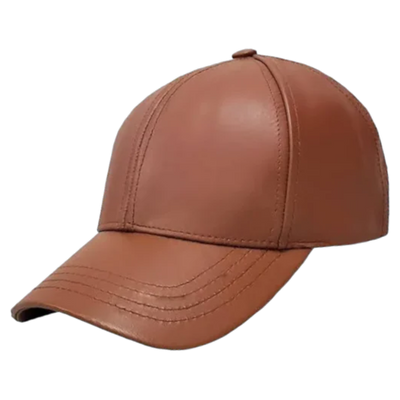 Cognac Men's Genuine Cowhind Leather Adjustable Baseball Cap