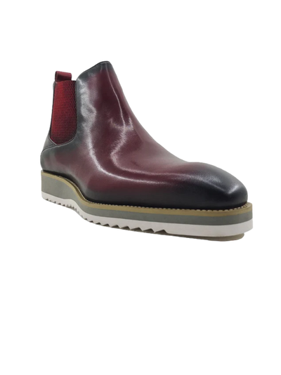 Carrucci chelsea boot burgundy slip on men's boots genuine leather