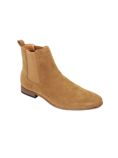 Camel men’s suede slip on boot side zipper and elastic casual boot