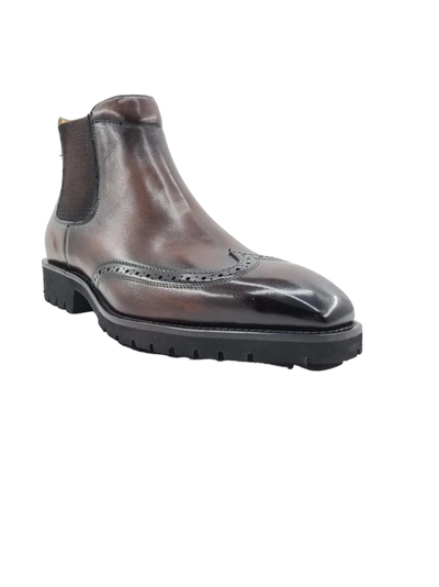 Carrucci brown boot men's slip-on wingtip Genuine Leather fashion design boot