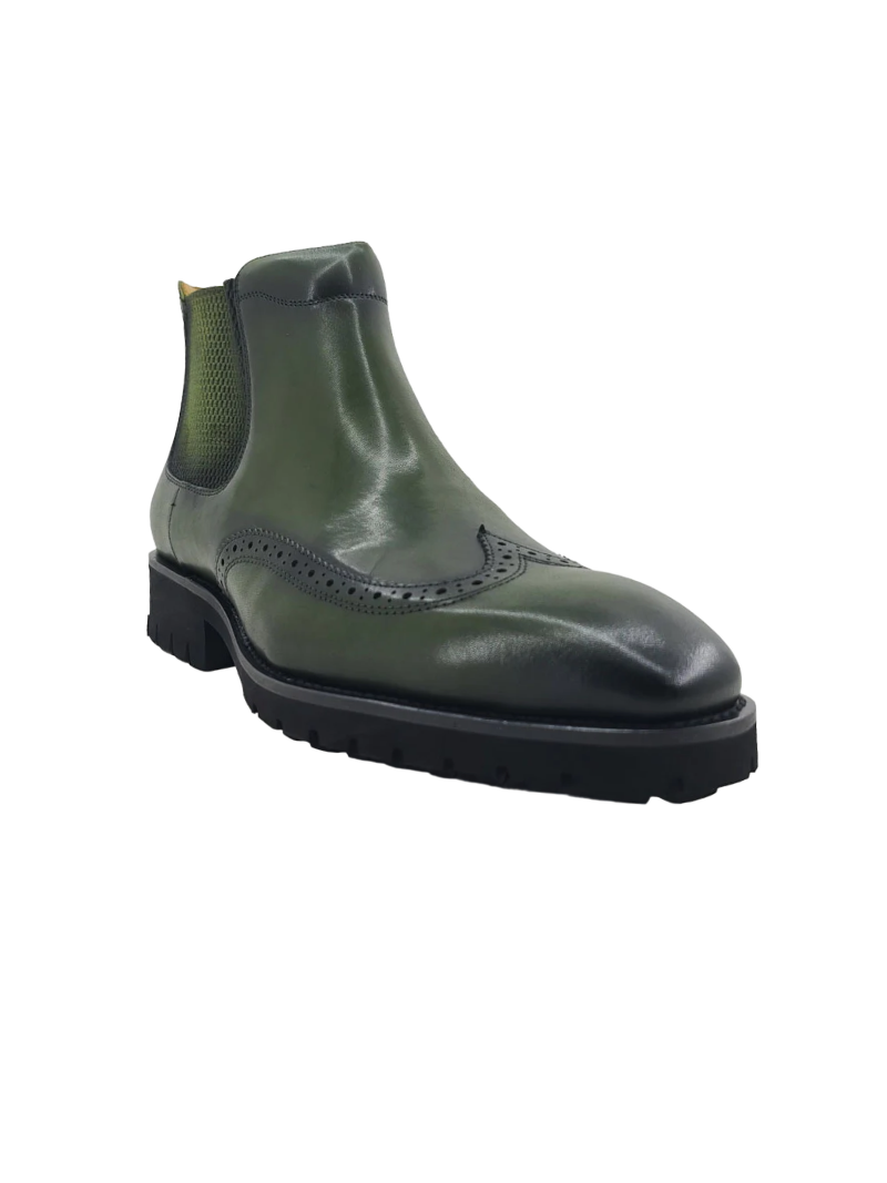 Lug Sole Chelsea Boot with Wingtip Toe