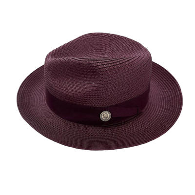Bruno Capelo Men's Burgundy Straw  Hat