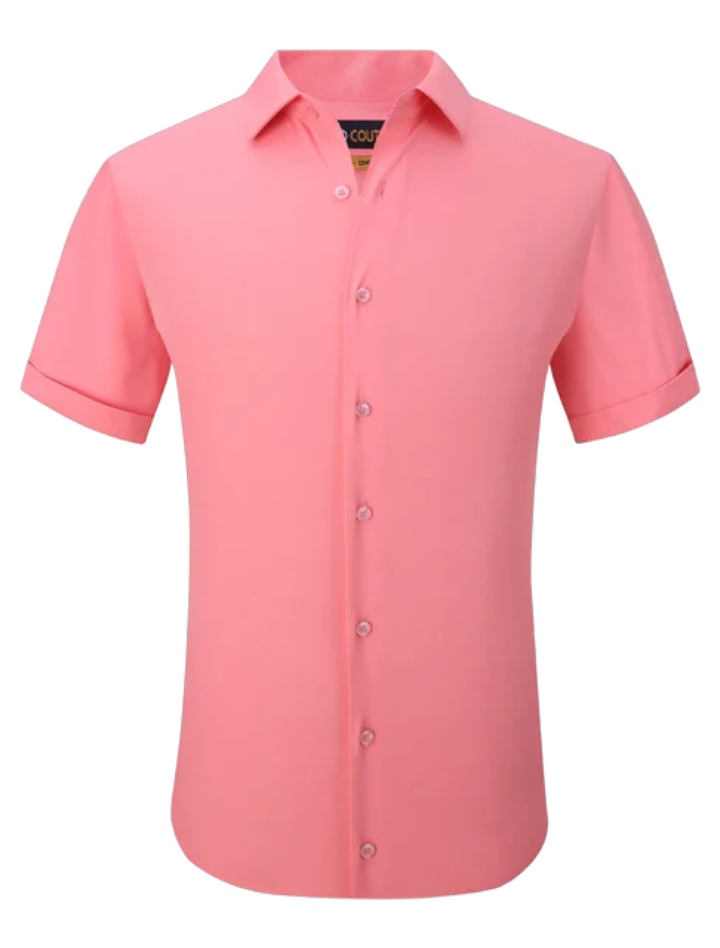Pink Rose And Peony Floral Men's Short Sleeve Shirt main image 1