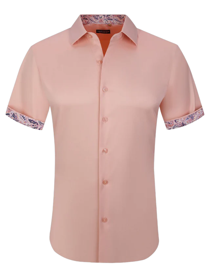 peach dress shirt Peach men's short sleeves shirts fancy design on the sleeves – DESIGN  MENSWEAR