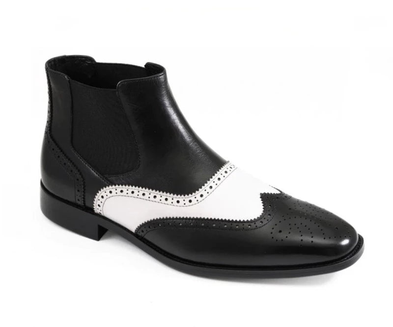 Asher Green Men's Dress Boots AG2632 - Genuine Leather Wingtip Chelsea Boots In Black/Tan/Olive/Burgundy - View #2