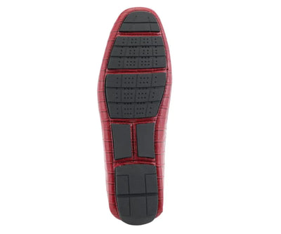 Men's Red Croc Leather Loafer Sliver Buckle Fashion Design
