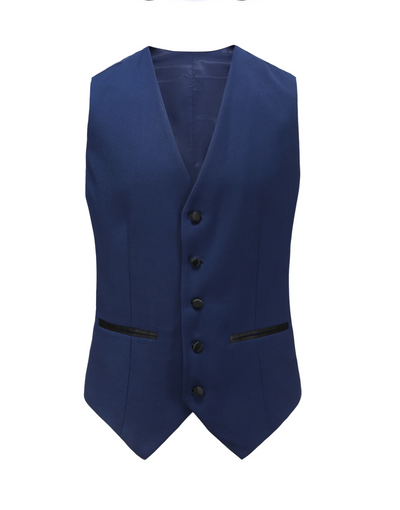 Indico Blue Men's Tuxedo Slim-Fit Black Satin Peak Lapel One Button TX-500