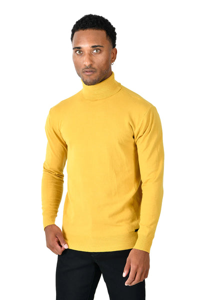 LaVane' Yellow Men's Turtleneck Sweaters Light Blend Regular-Fit