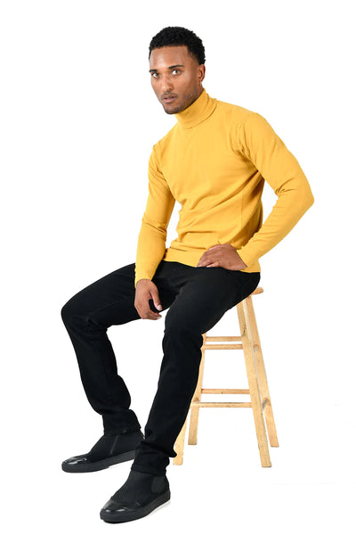 LaVane' Yellow Men's Turtleneck Sweaters Light Blend Regular-Fit