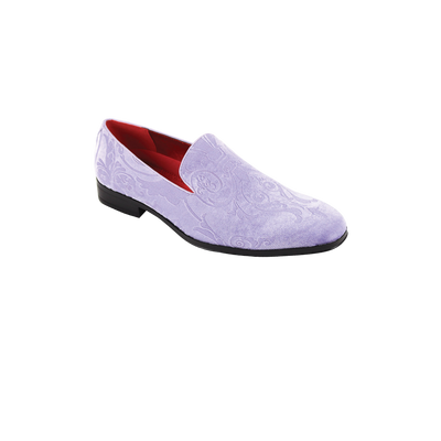 Men's Lavender Velvet Material Paisley Fashion Loafer Shoes - Design Menswear
